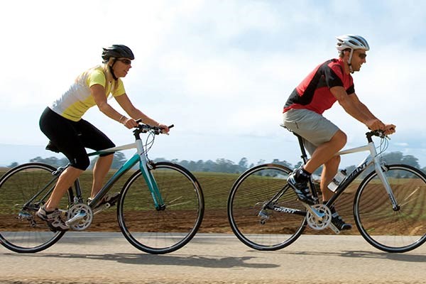 fitness cycling on a road bike